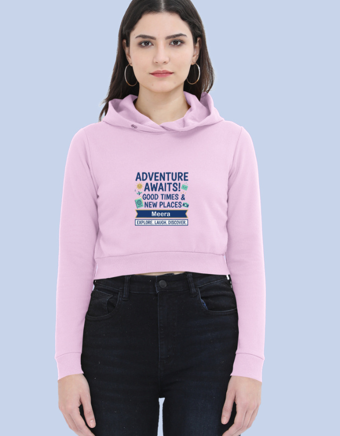 Adventure Custom Printed Female Cropped Hoodie - Image 2